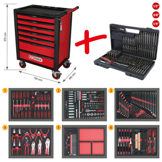 Boîte à Outils 598 outils Premium pour 7 tiroirs